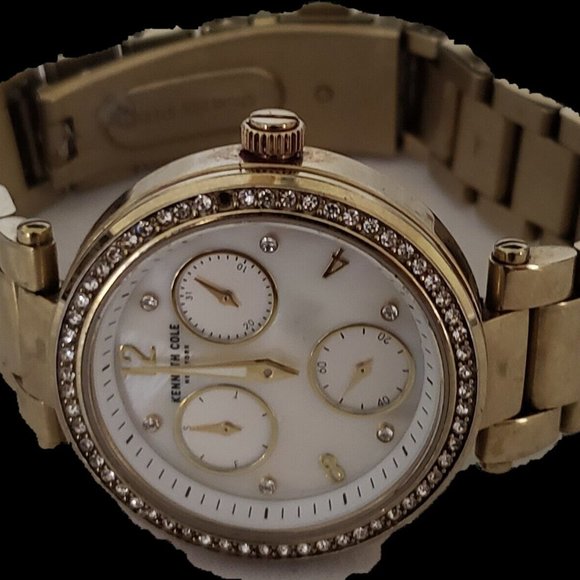Kenneth Cole Ladies KC50735008 Multi Function Crystal Accented Watch w/ MOP Dial - Picture 3 of 4